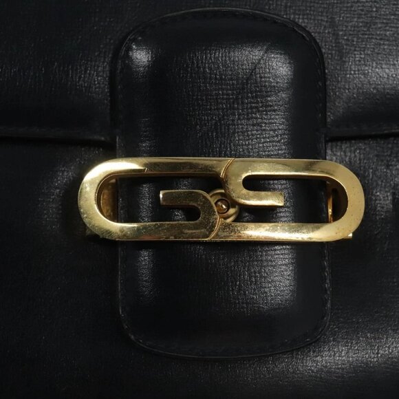 GUCCI Shoulder Bag Leather Navy Gold Auth - Picture 7 of 15